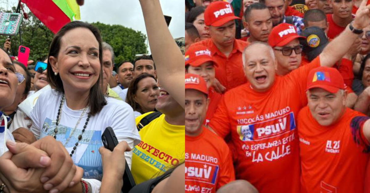 Movilizaciones de María Corina Machado y Diosdado Cabello Lara